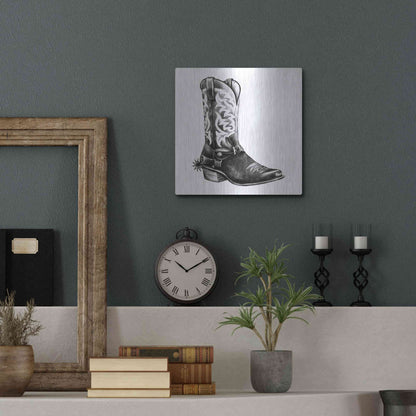 Luxe Metal Art 'Vintage Cowboy II' by Grace Popp, Metal Wall Art,12x12