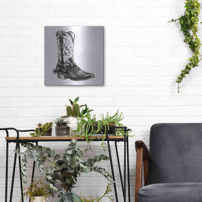 Luxe Metal Art 'Vintage Cowboy II' by Grace Popp, Metal Wall Art,12x12