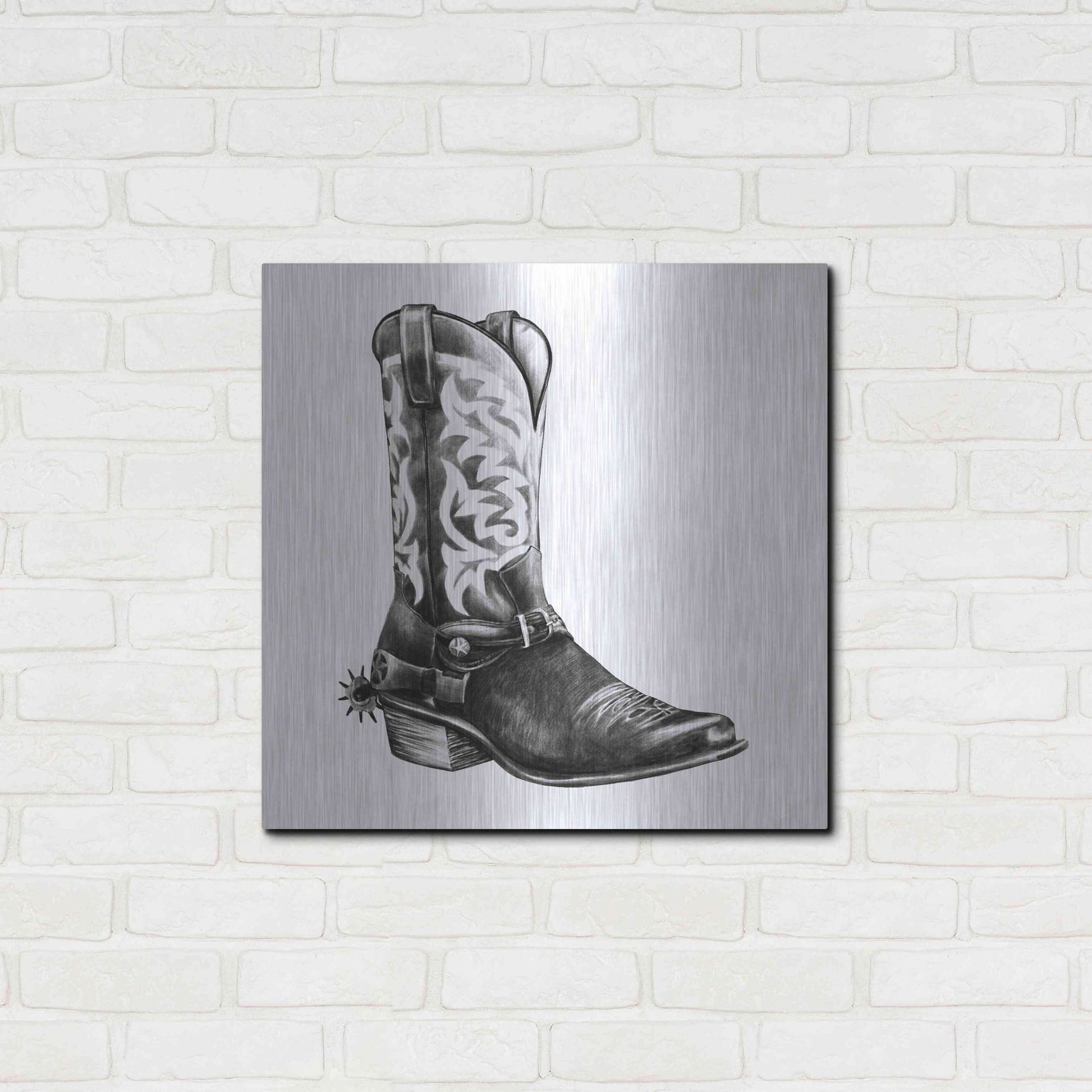 Luxe Metal Art 'Vintage Cowboy II' by Grace Popp, Metal Wall Art,24x24
