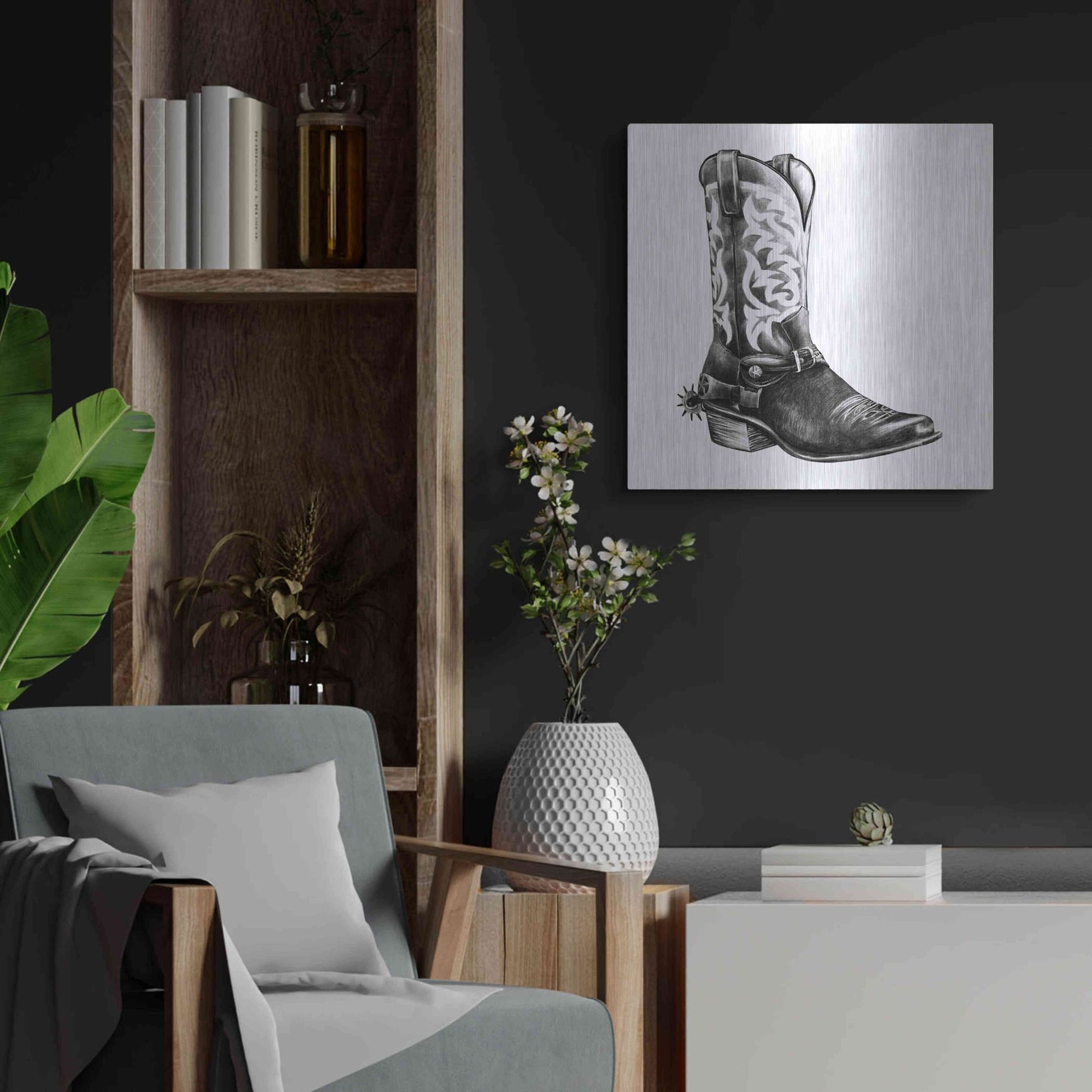 Luxe Metal Art 'Vintage Cowboy II' by Grace Popp, Metal Wall Art,24x24
