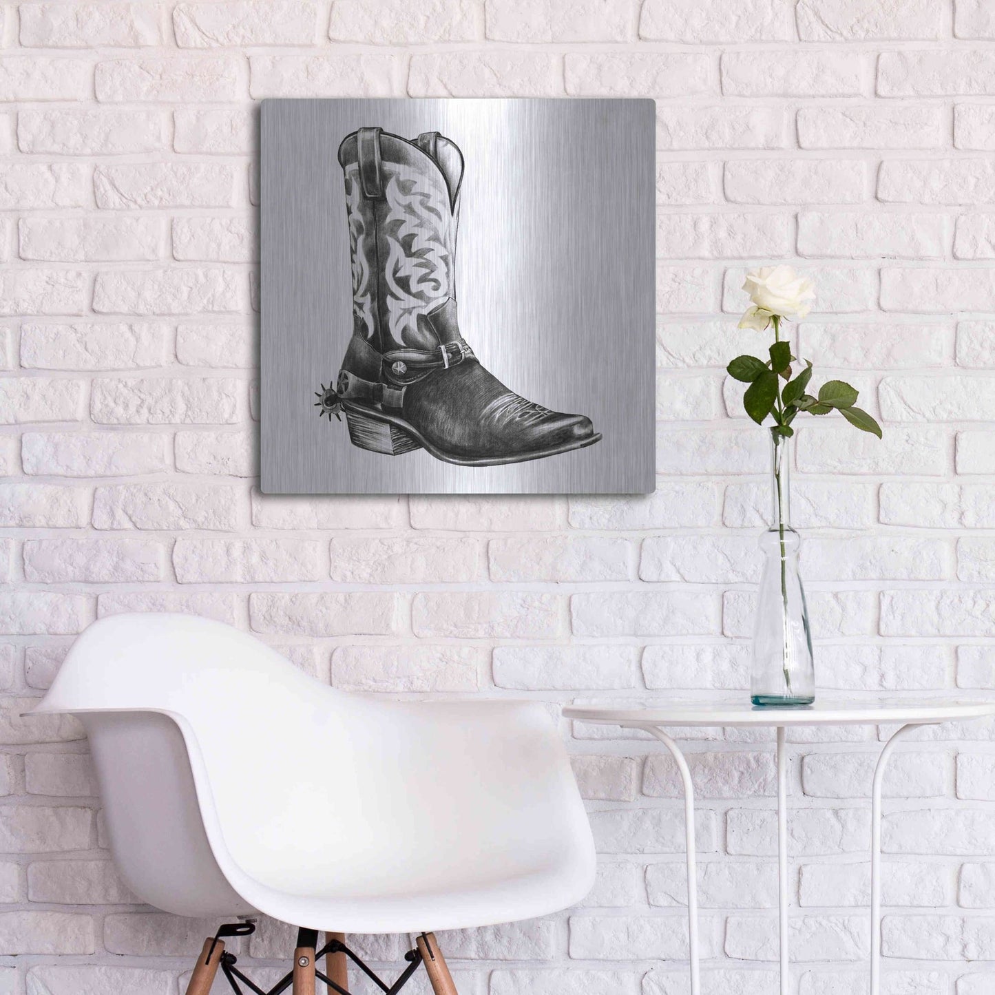 Luxe Metal Art 'Vintage Cowboy II' by Grace Popp, Metal Wall Art,24x24