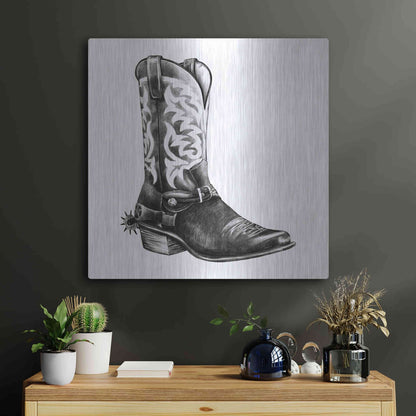 Luxe Metal Art 'Vintage Cowboy II' by Grace Popp, Metal Wall Art,24x24
