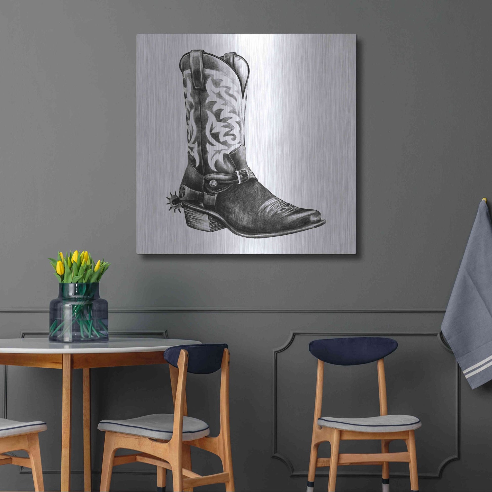 Luxe Metal Art 'Vintage Cowboy II' by Grace Popp, Metal Wall Art,36x36
