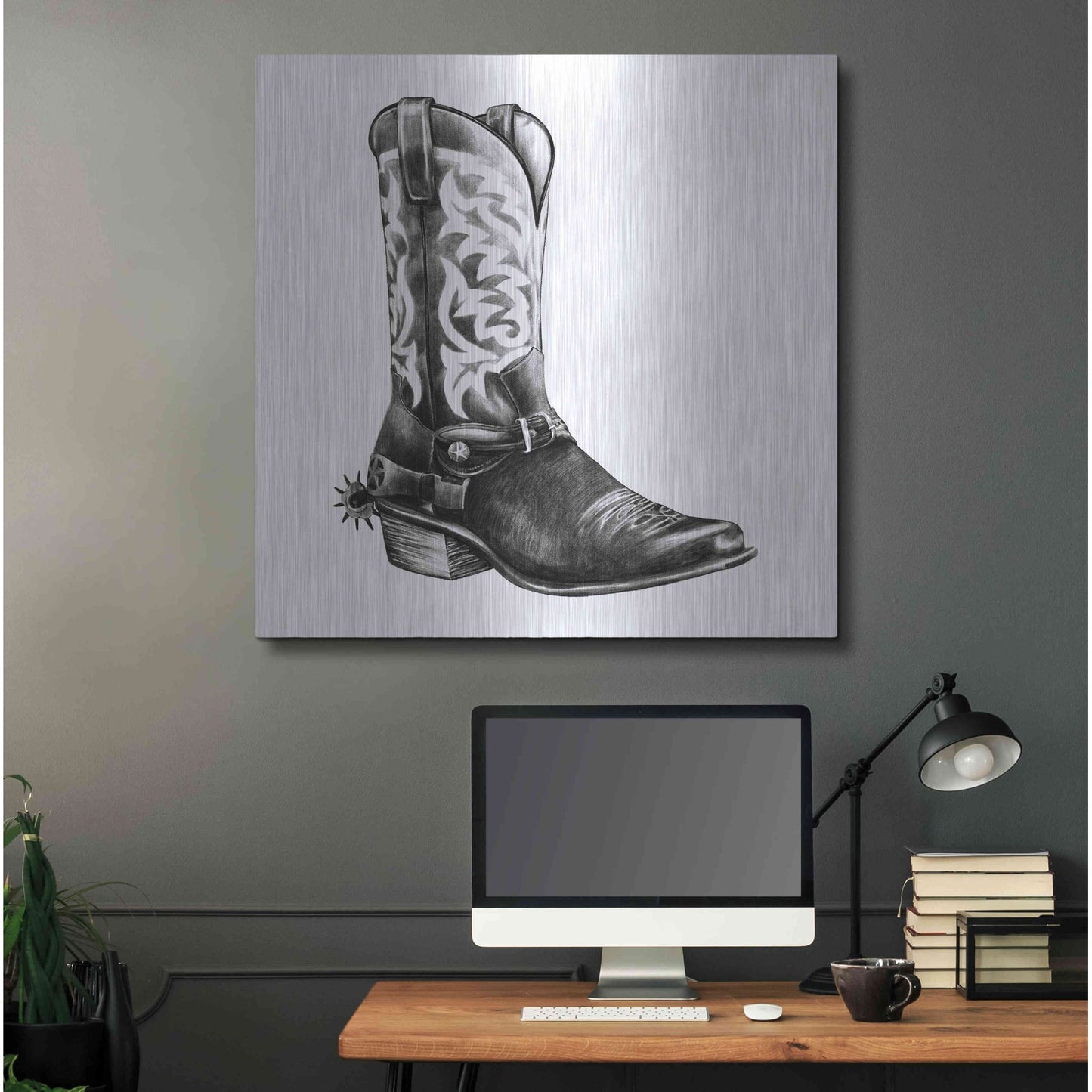 Luxe Metal Art 'Vintage Cowboy II' by Grace Popp, Metal Wall Art,36x36