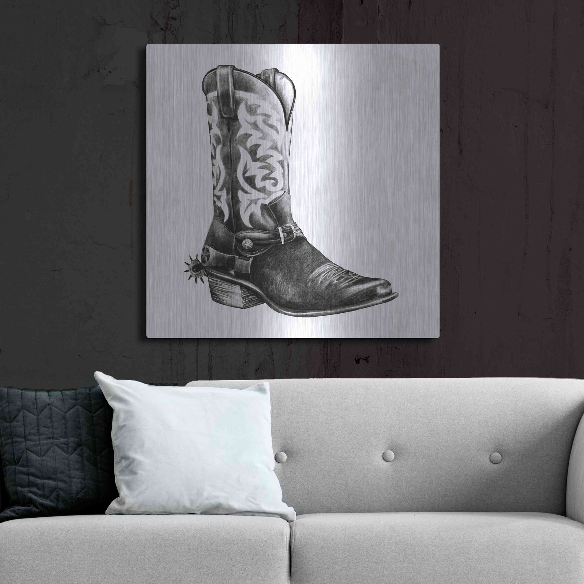 Luxe Metal Art 'Vintage Cowboy II' by Grace Popp, Metal Wall Art,36x36