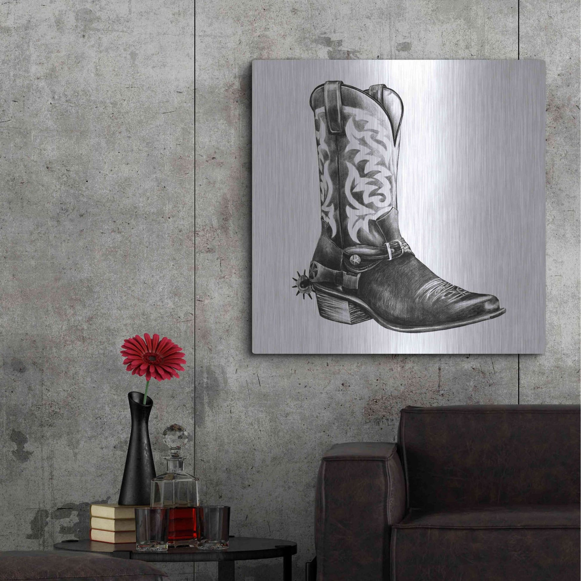 Luxe Metal Art 'Vintage Cowboy II' by Grace Popp, Metal Wall Art,36x36