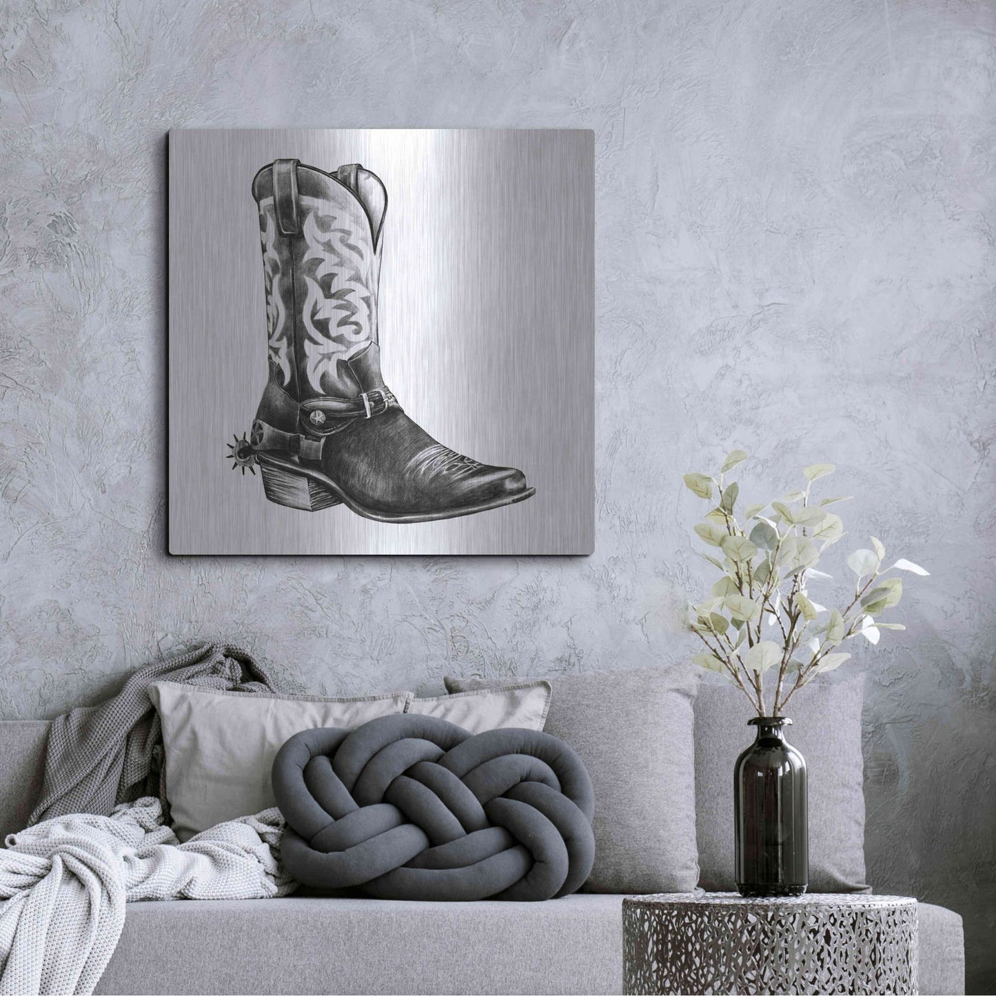 Luxe Metal Art 'Vintage Cowboy II' by Grace Popp, Metal Wall Art,36x36