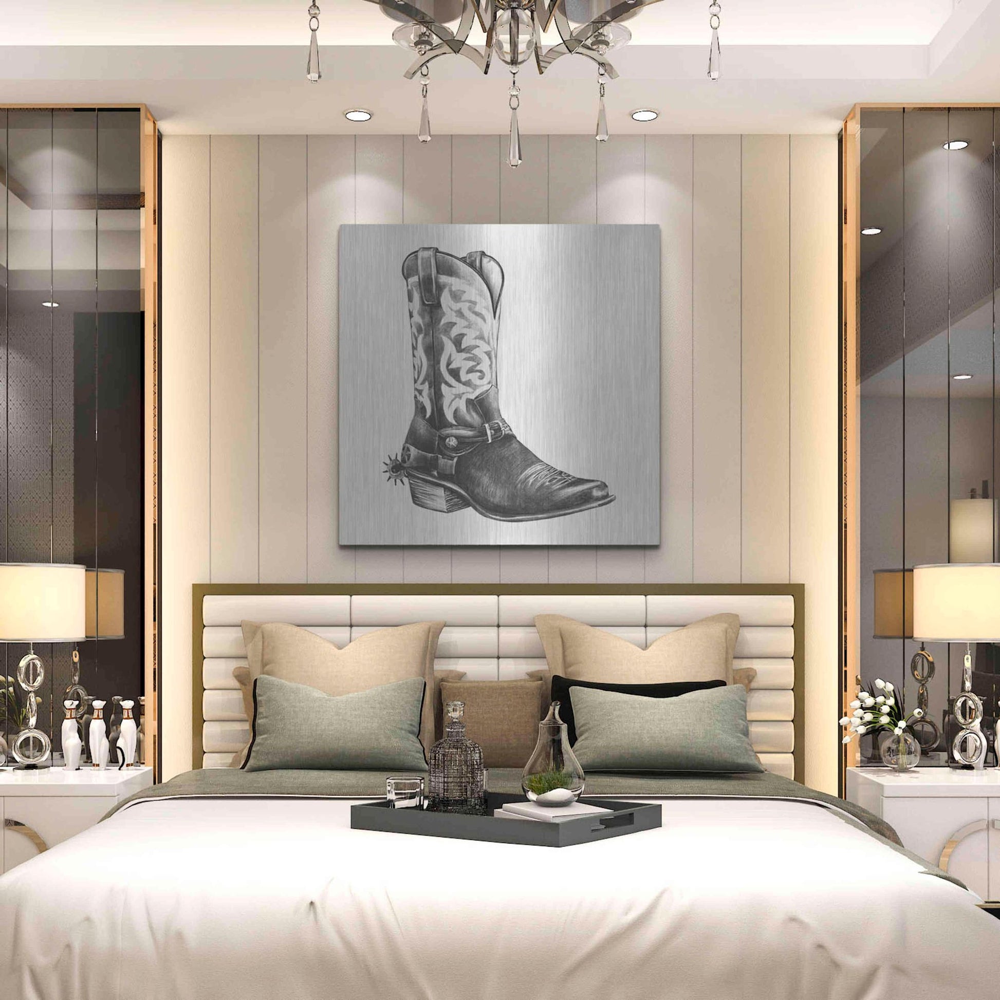 Luxe Metal Art 'Vintage Cowboy II' by Grace Popp, Metal Wall Art,36x36