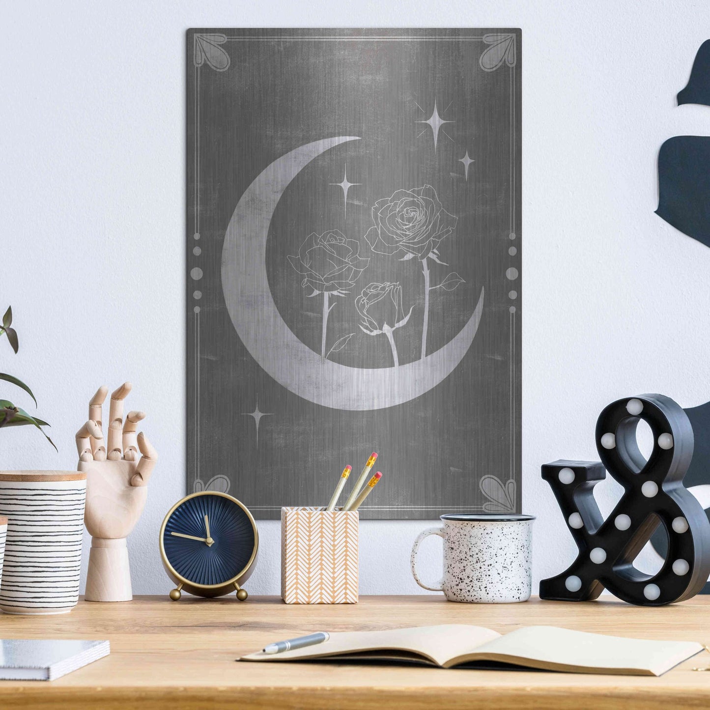 Luxe Metal Art 'Hallowed Moon Collection B' by Grace Popp, Metal Wall Art,12x16