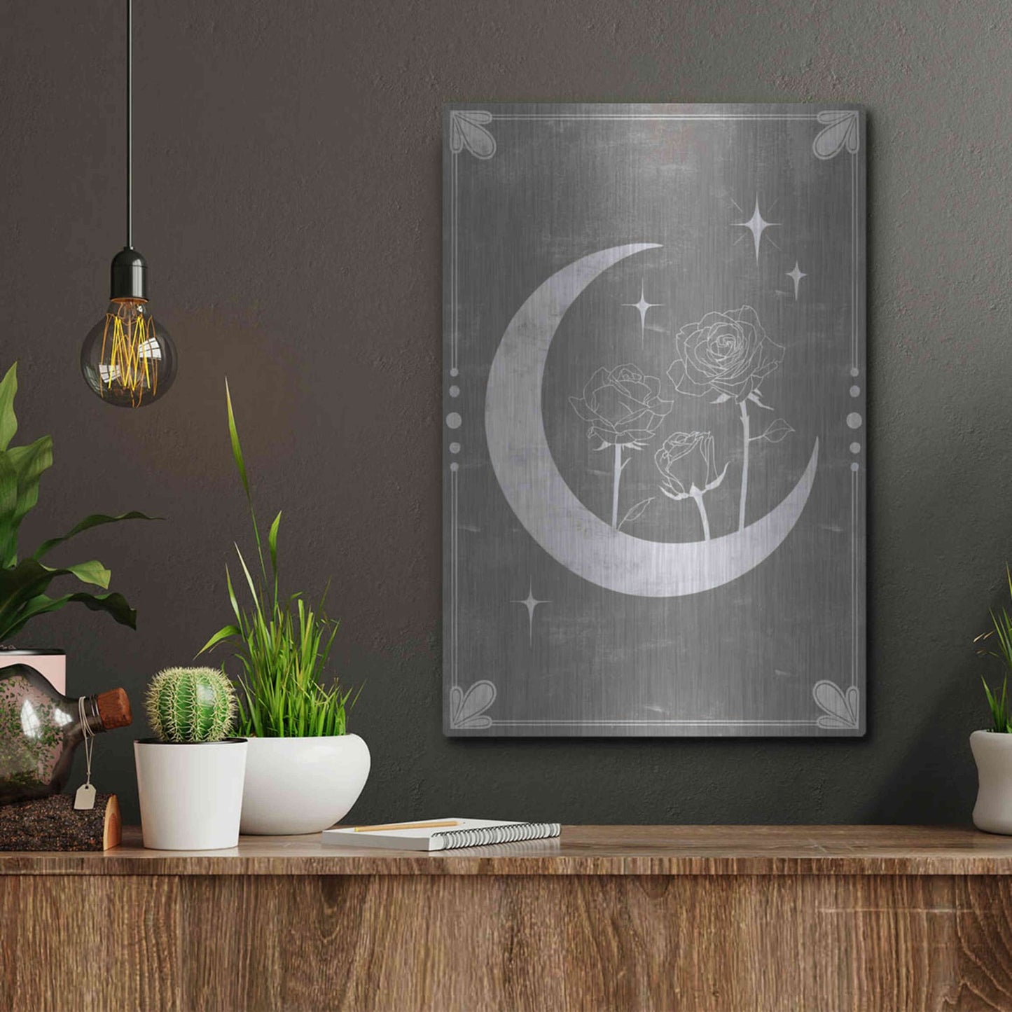 Luxe Metal Art 'Hallowed Moon Collection B' by Grace Popp, Metal Wall Art,12x16