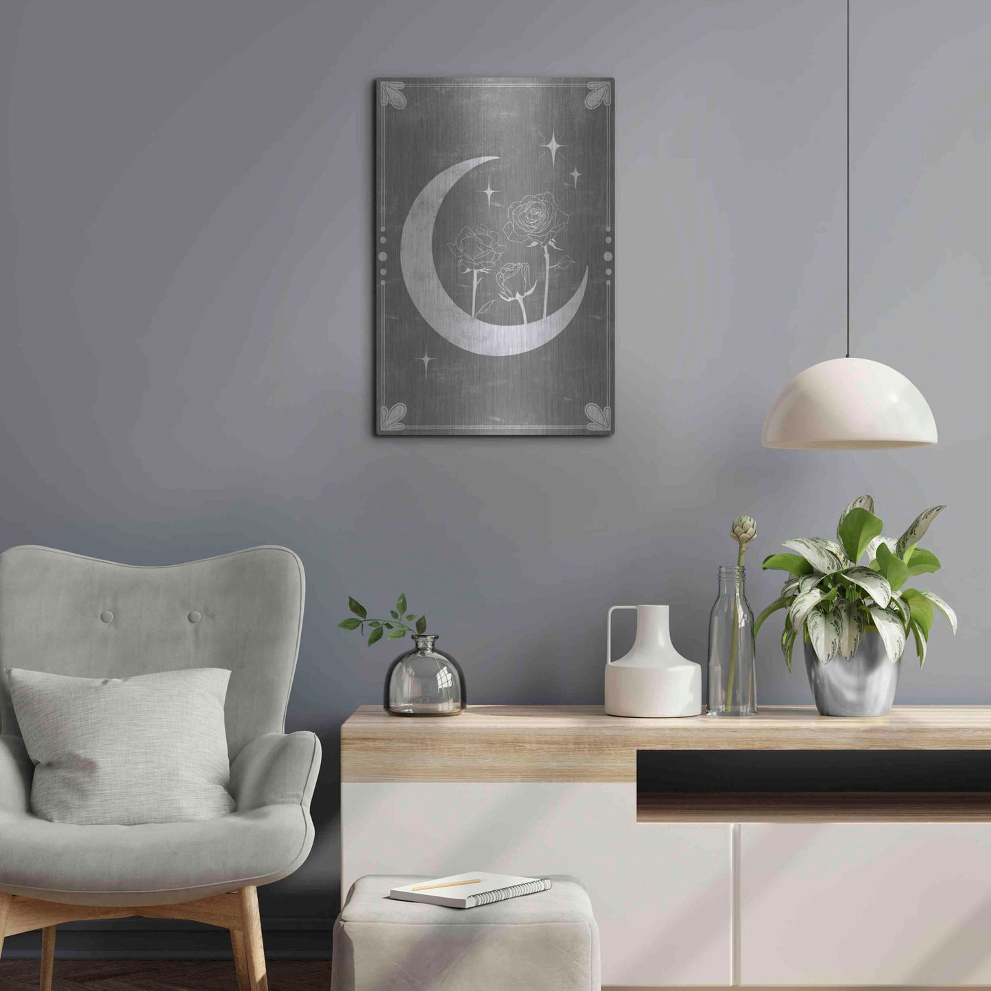 Luxe Metal Art 'Hallowed Moon Collection B' by Grace Popp, Metal Wall Art,16x24