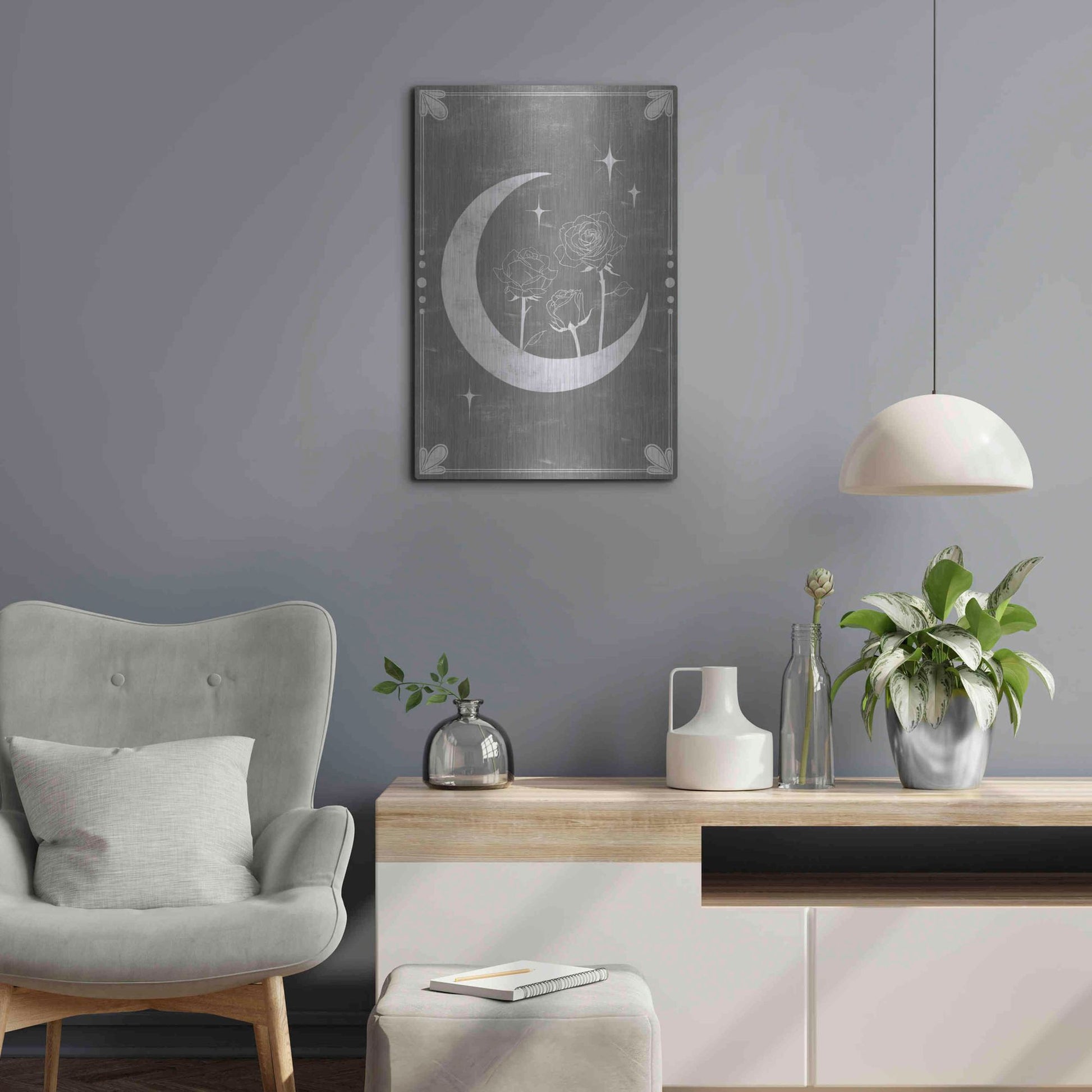 Luxe Metal Art 'Hallowed Moon Collection B' by Grace Popp, Metal Wall Art,16x24
