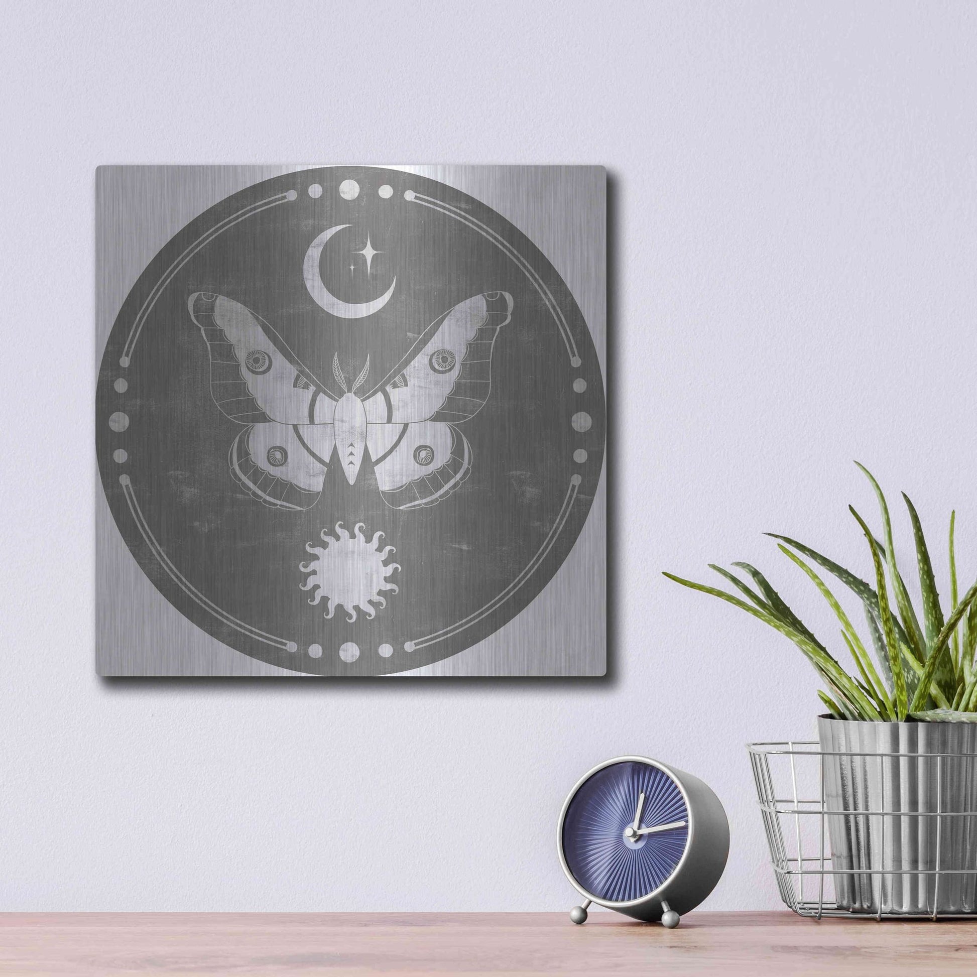 Luxe Metal Art 'Hallowed Moon Collection C' by Grace Popp, Metal Wall Art,12x12