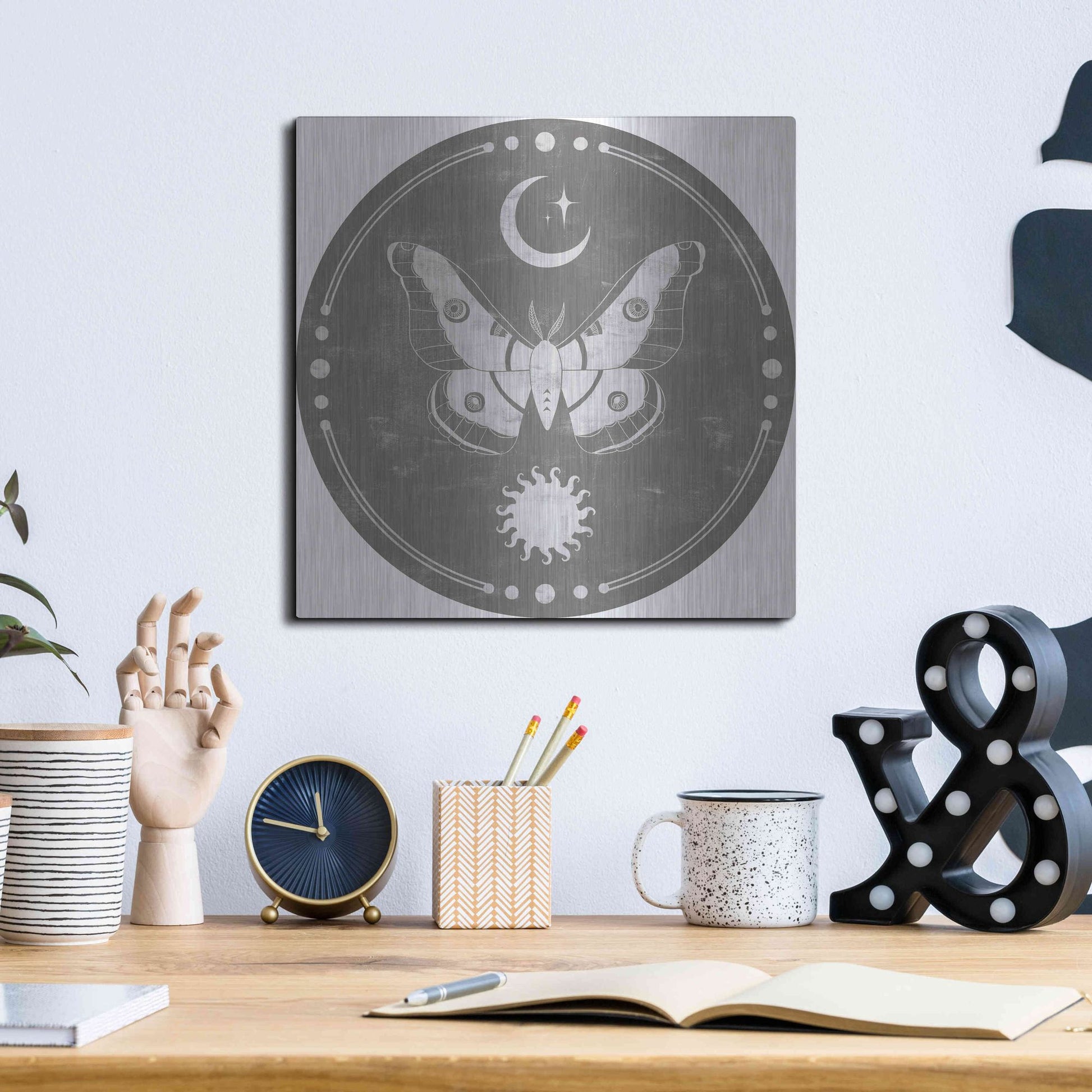 Luxe Metal Art 'Hallowed Moon Collection C' by Grace Popp, Metal Wall Art,12x12