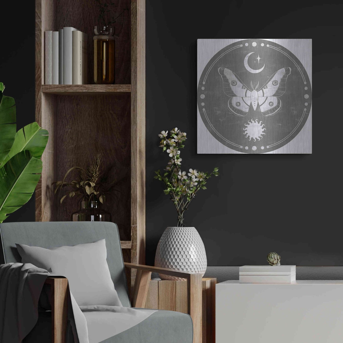Luxe Metal Art 'Hallowed Moon Collection C' by Grace Popp, Metal Wall Art,24x24