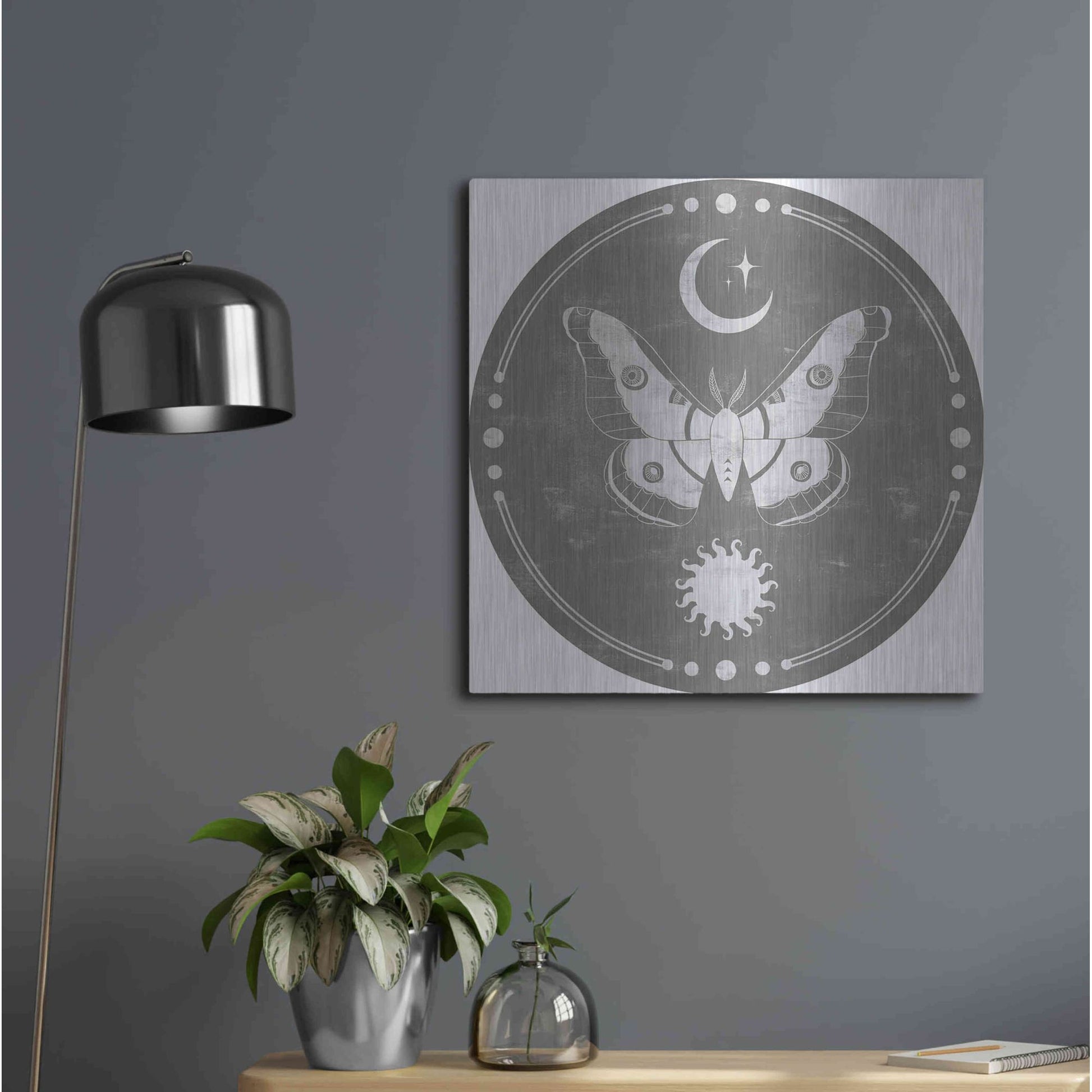Luxe Metal Art 'Hallowed Moon Collection C' by Grace Popp, Metal Wall Art,24x24