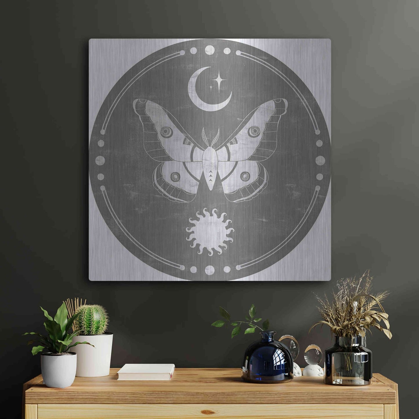 Luxe Metal Art 'Hallowed Moon Collection C' by Grace Popp, Metal Wall Art,24x24