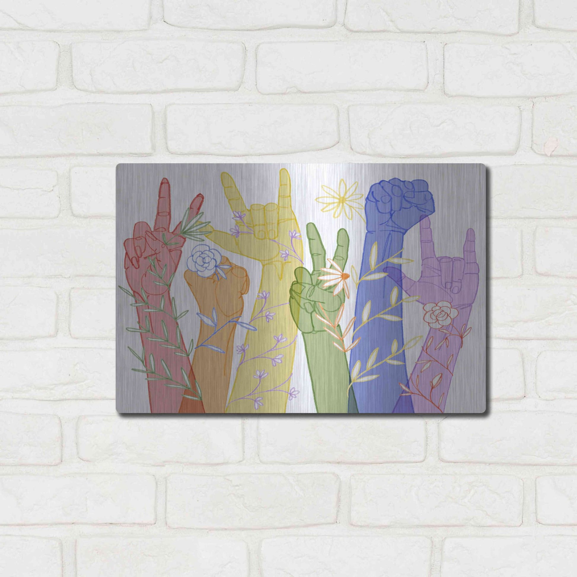 Luxe Metal Art 'Love Each Other Collection A' by Grace Popp, Metal Wall Art,16x12