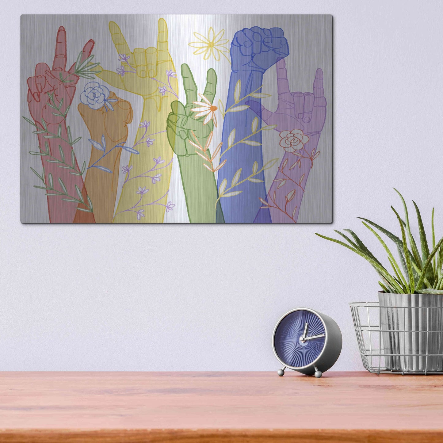 Luxe Metal Art 'Love Each Other Collection A' by Grace Popp, Metal Wall Art,16x12