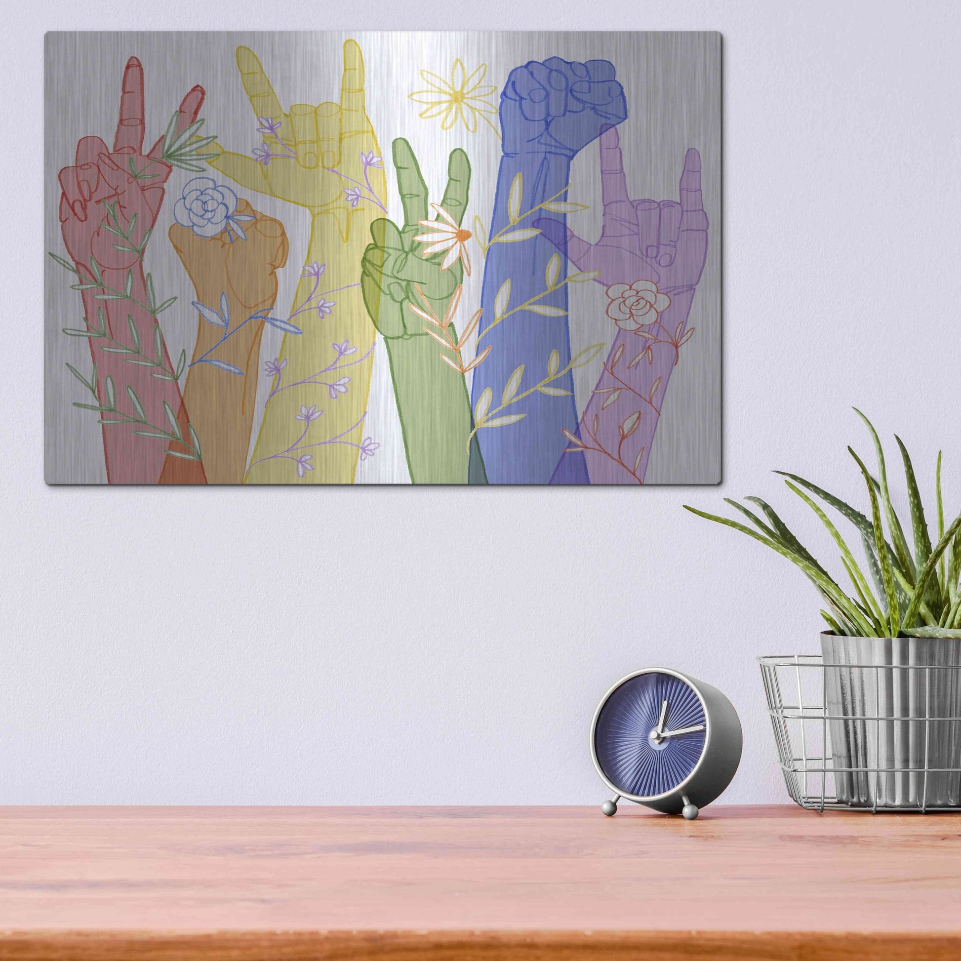 Luxe Metal Art 'Love Each Other Collection A' by Grace Popp, Metal Wall Art,16x12