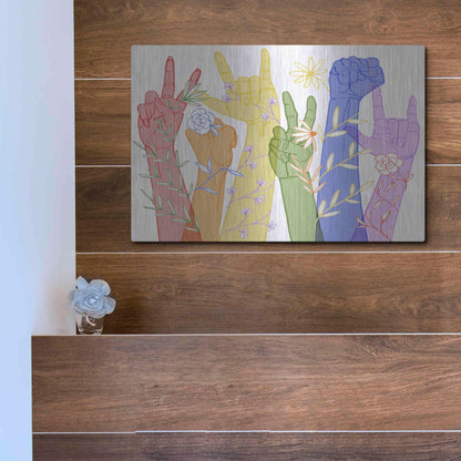 Luxe Metal Art 'Love Each Other Collection A' by Grace Popp, Metal Wall Art,16x12