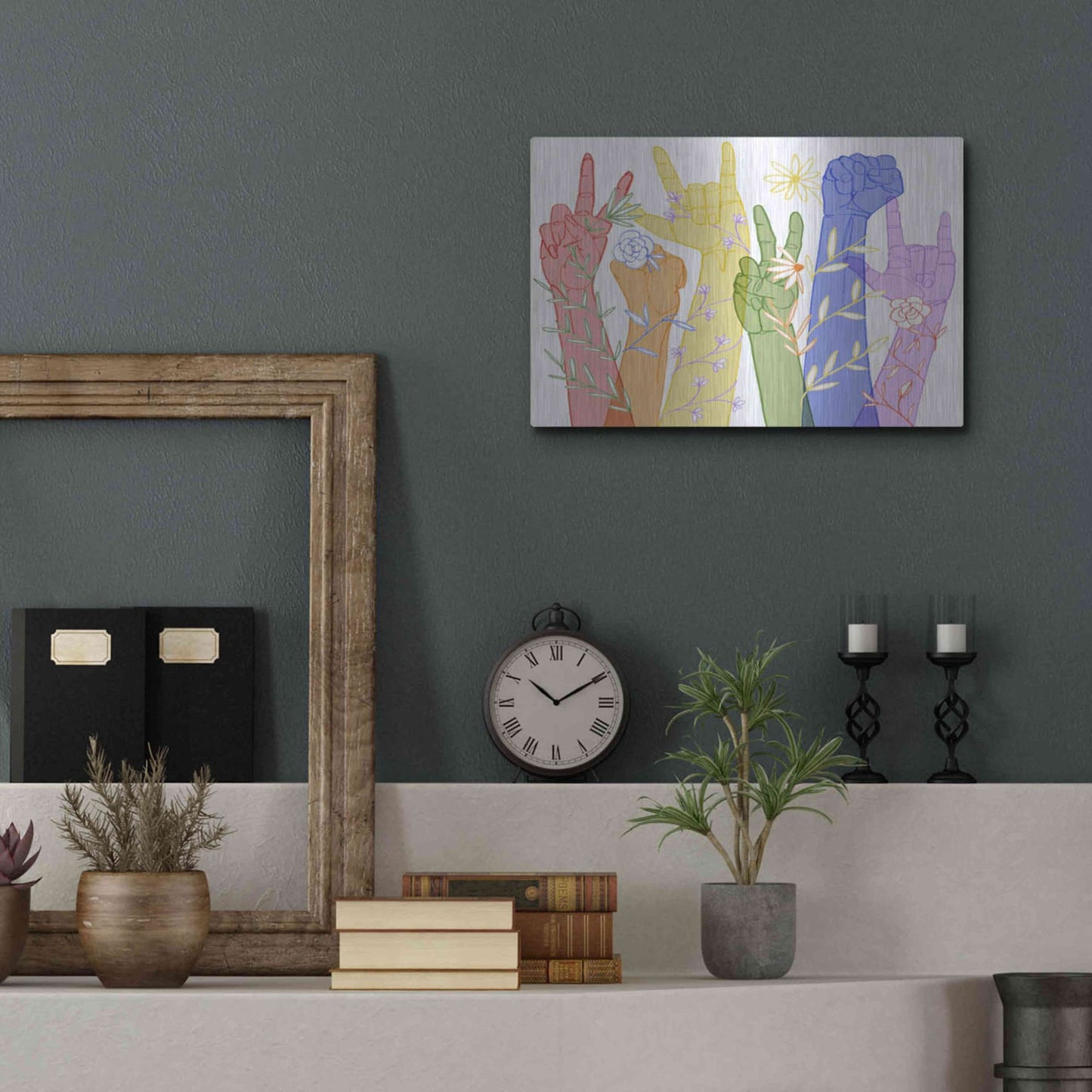 Luxe Metal Art 'Love Each Other Collection A' by Grace Popp, Metal Wall Art,16x12