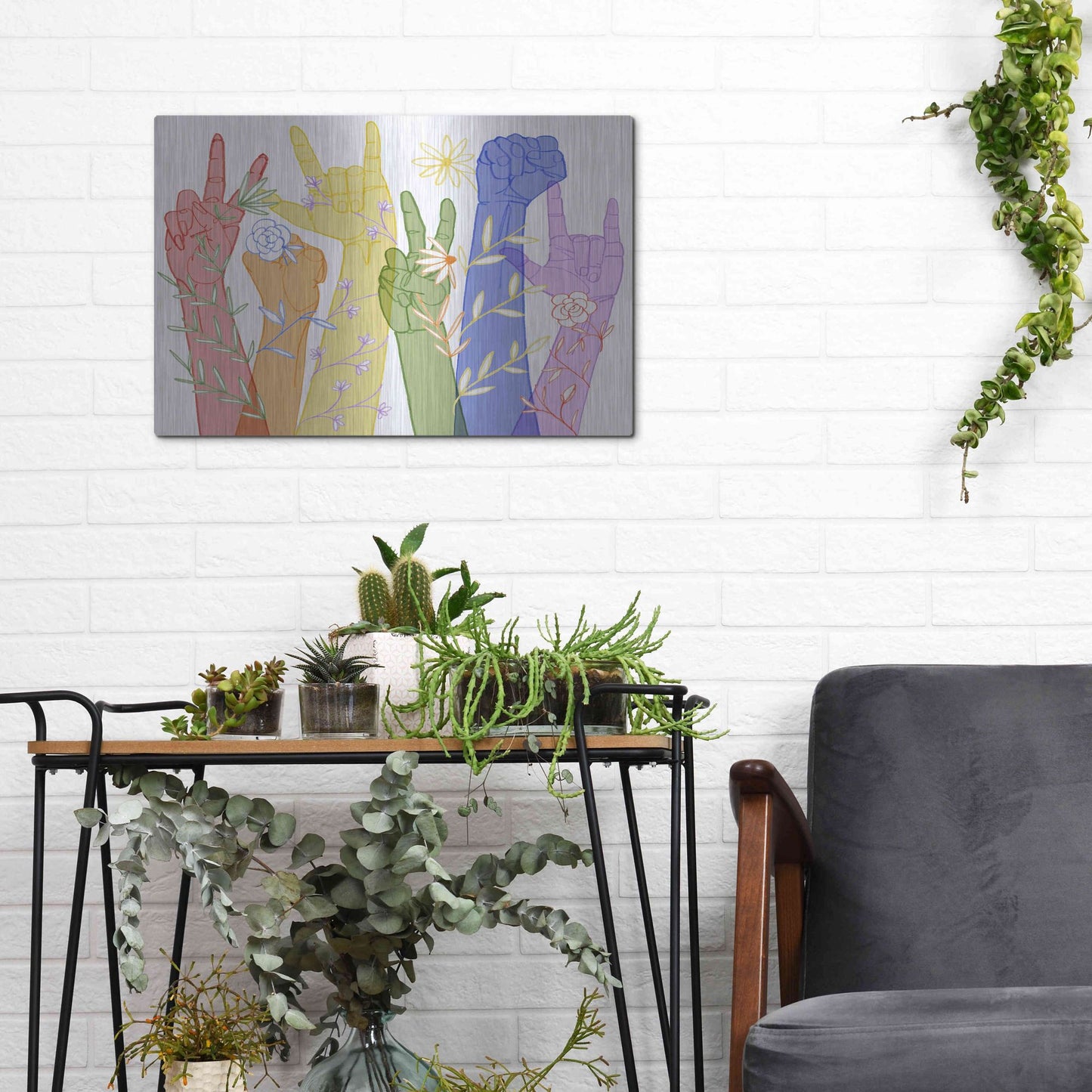 Luxe Metal Art 'Love Each Other Collection A' by Grace Popp, Metal Wall Art,16x12