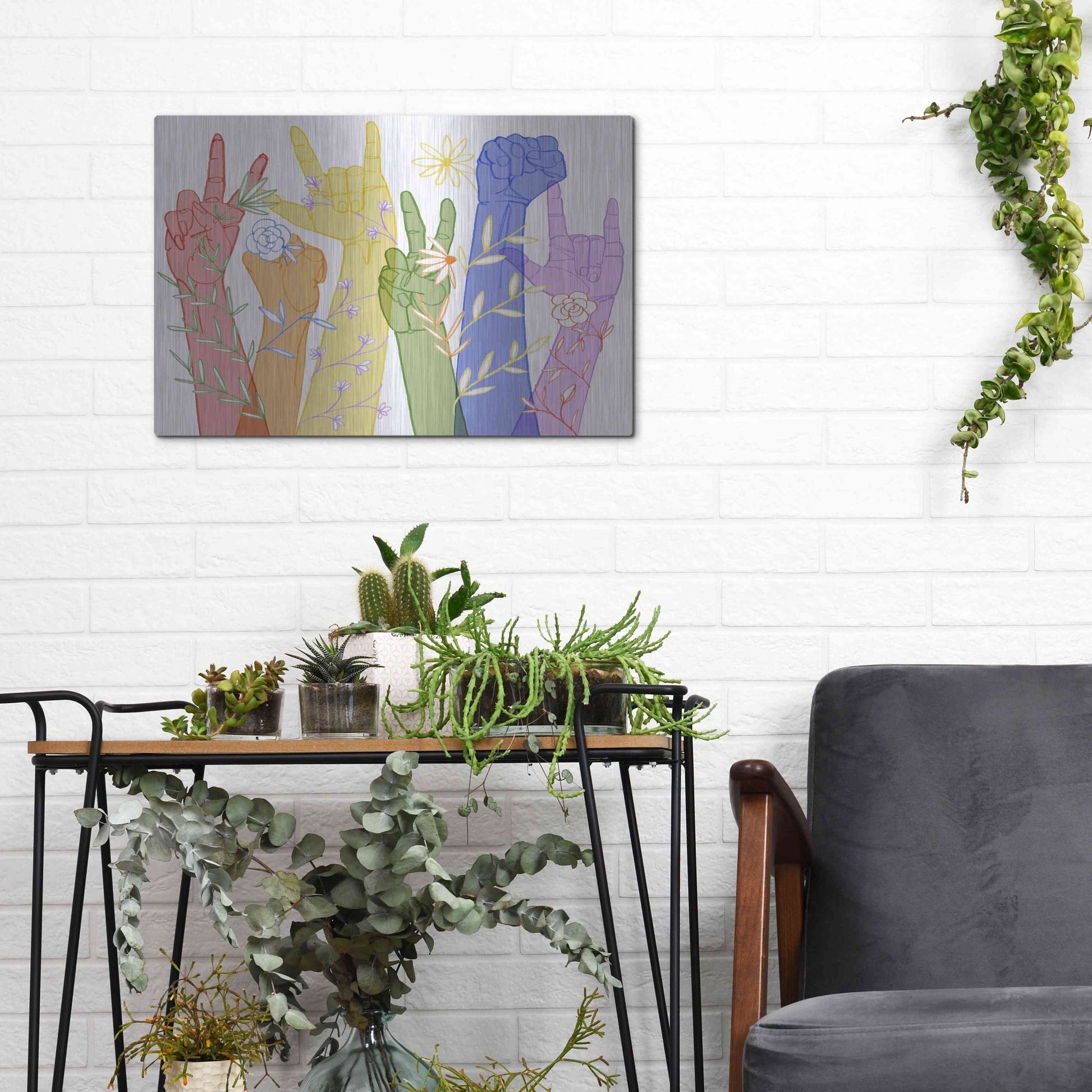 Luxe Metal Art 'Love Each Other Collection A' by Grace Popp, Metal Wall Art,16x12
