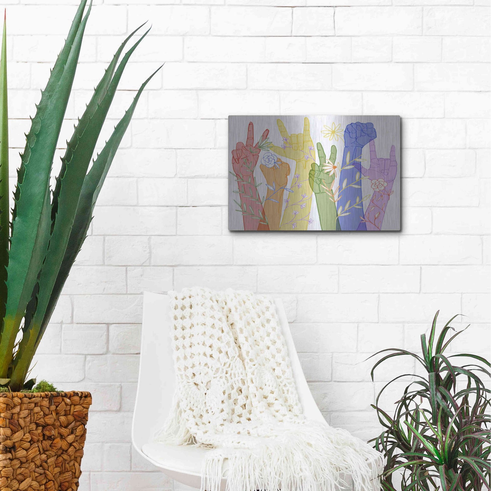 Luxe Metal Art 'Love Each Other Collection A' by Grace Popp, Metal Wall Art,16x12