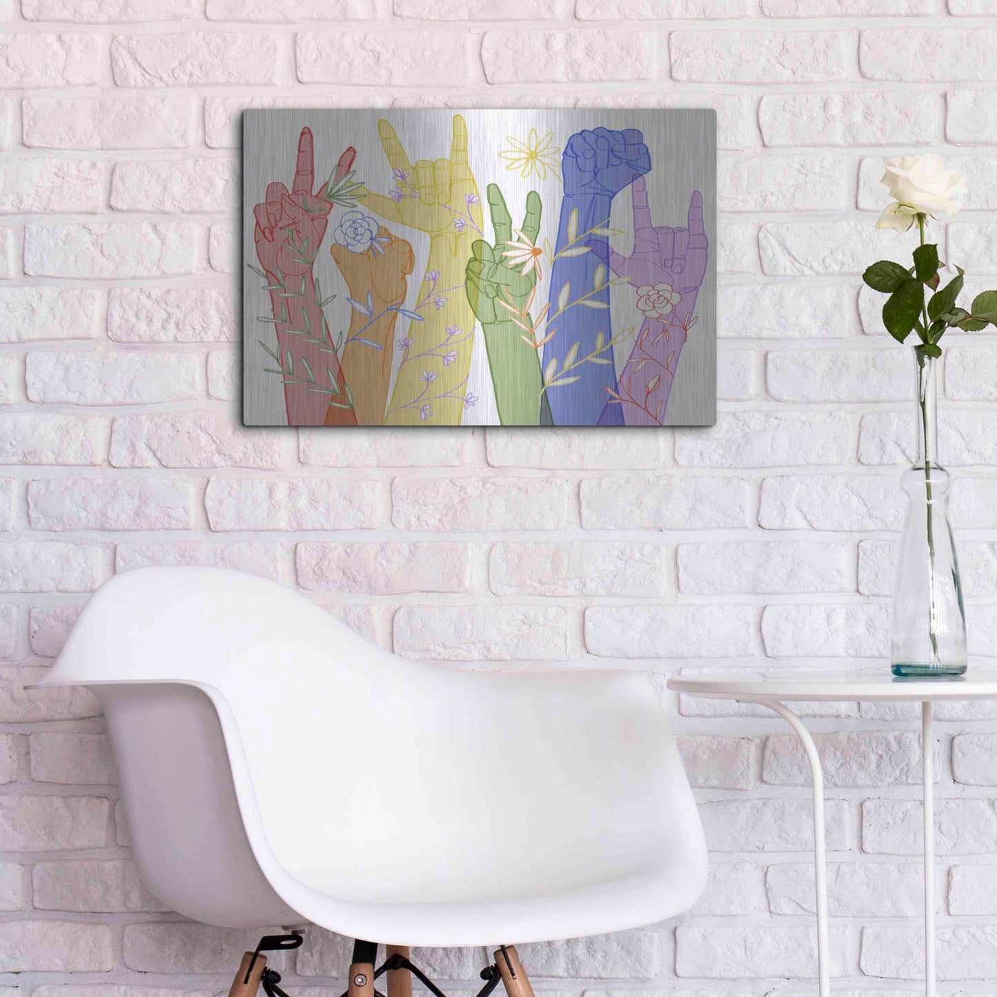 Luxe Metal Art 'Love Each Other Collection A' by Grace Popp, Metal Wall Art,24x16