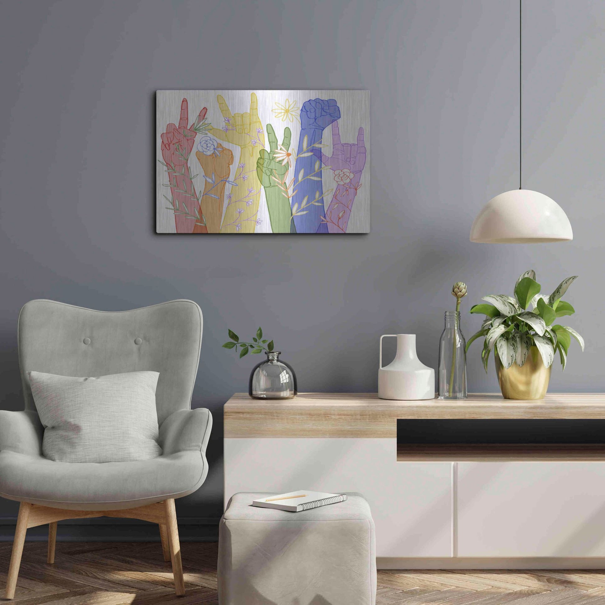 Luxe Metal Art 'Love Each Other Collection A' by Grace Popp, Metal Wall Art,24x16