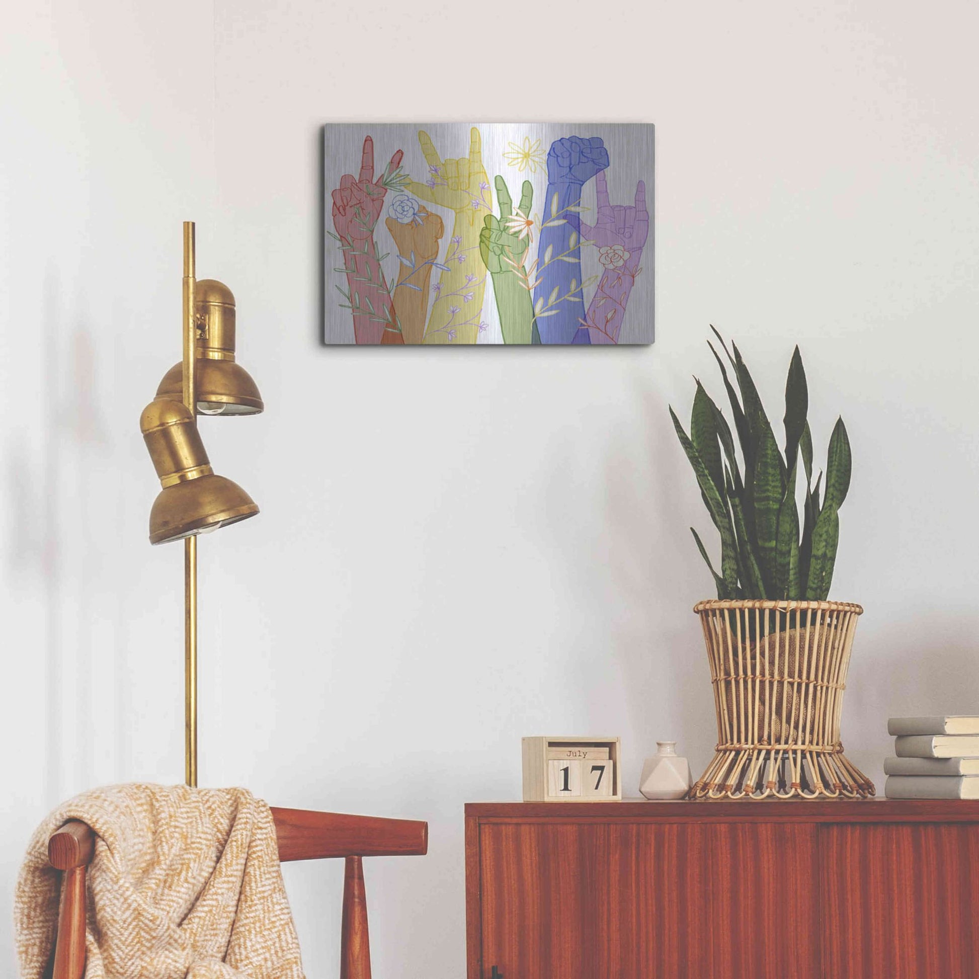 Luxe Metal Art 'Love Each Other Collection A' by Grace Popp, Metal Wall Art,24x16