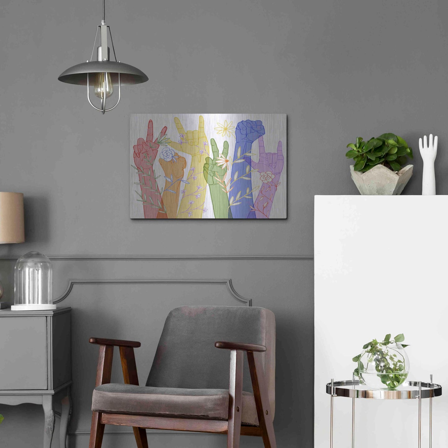 Luxe Metal Art 'Love Each Other Collection A' by Grace Popp, Metal Wall Art,24x16