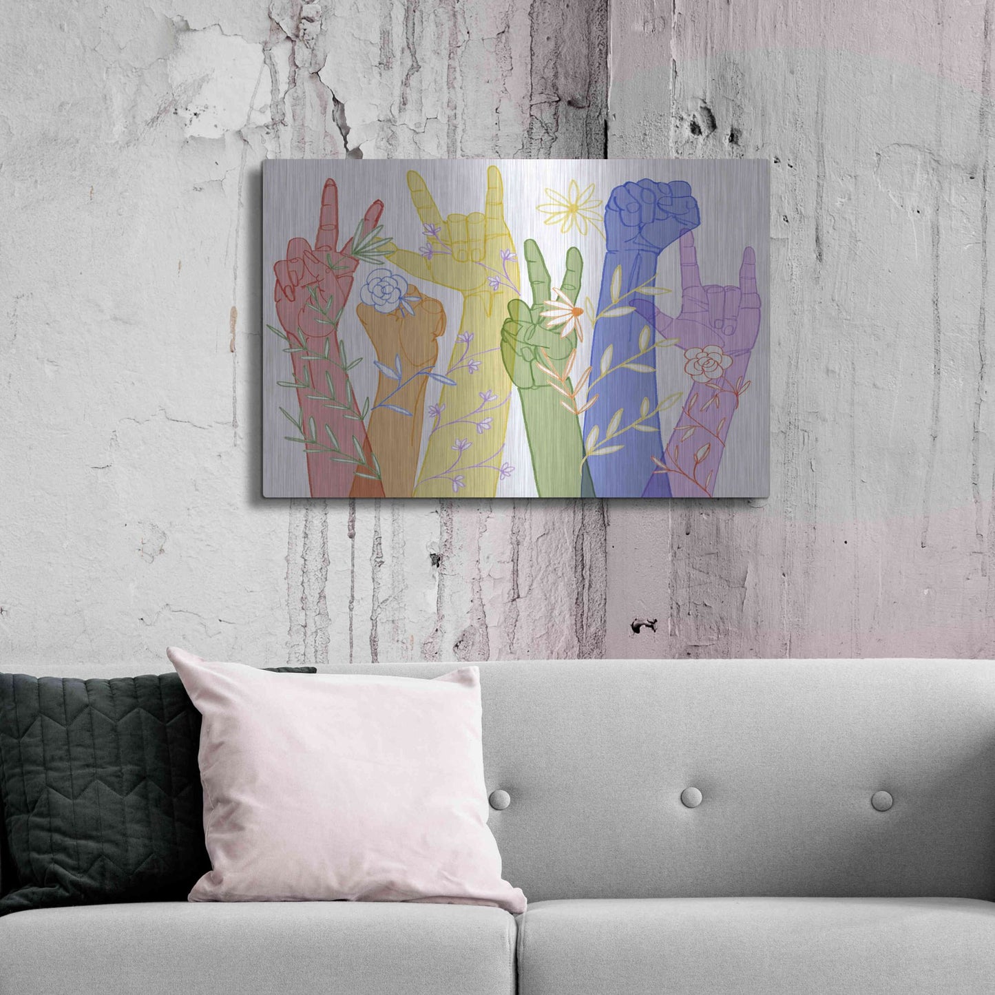Luxe Metal Art 'Love Each Other Collection A' by Grace Popp, Metal Wall Art,36x24