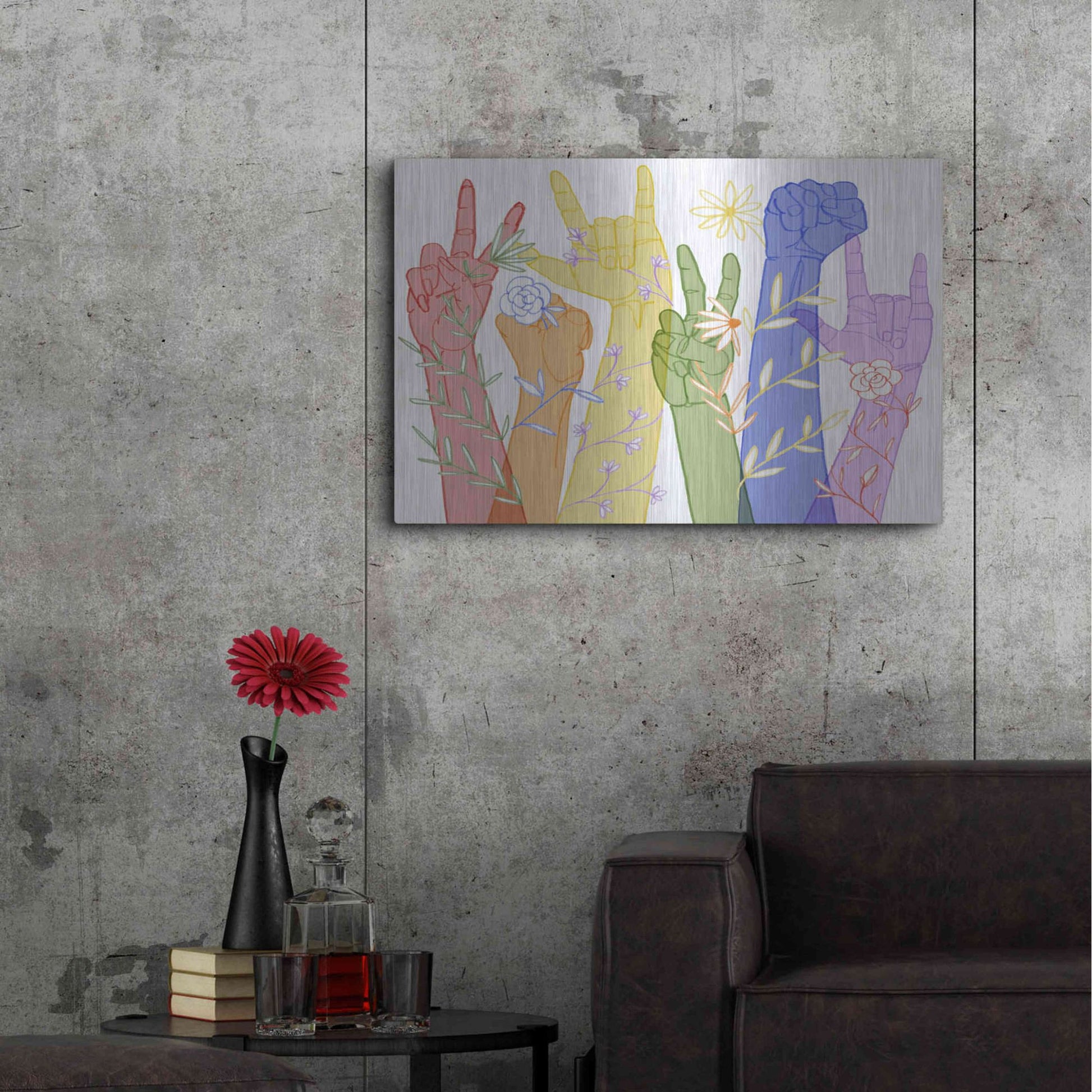 Luxe Metal Art 'Love Each Other Collection A' by Grace Popp, Metal Wall Art,36x24
