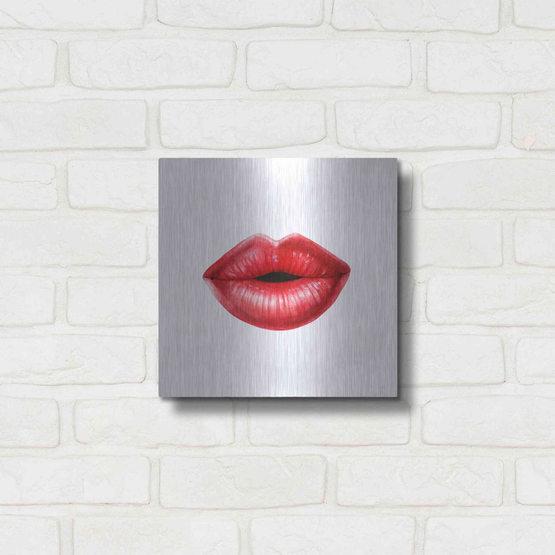 Luxe Metal Art 'Emotion Lips I' by Grace Popp, Metal Wall Art,12x12