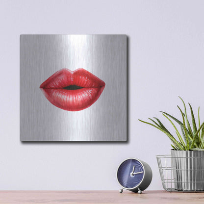 Luxe Metal Art 'Emotion Lips I' by Grace Popp, Metal Wall Art,12x12