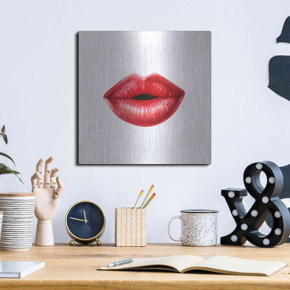 Luxe Metal Art 'Emotion Lips I' by Grace Popp, Metal Wall Art,12x12