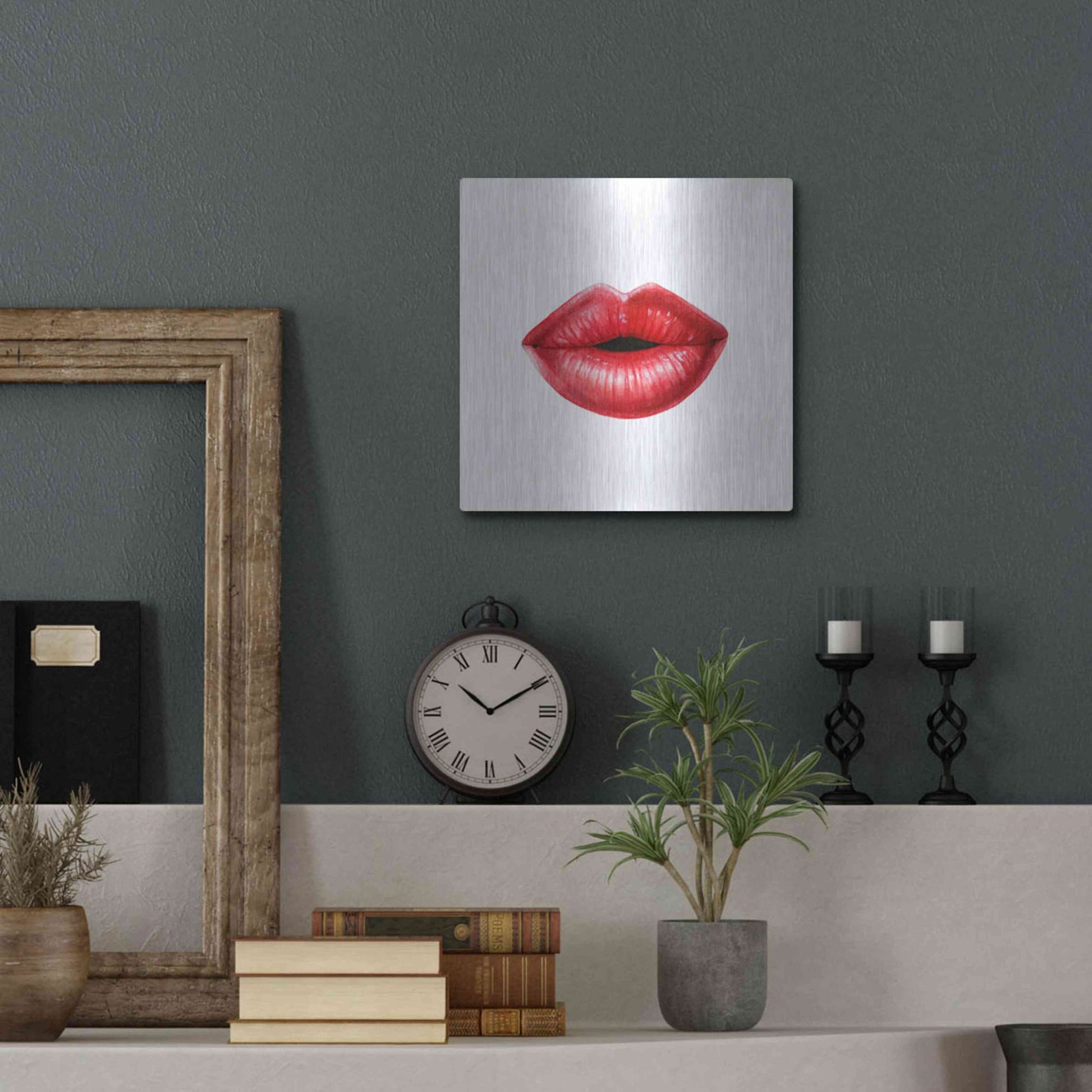 Luxe Metal Art 'Emotion Lips I' by Grace Popp, Metal Wall Art,12x12