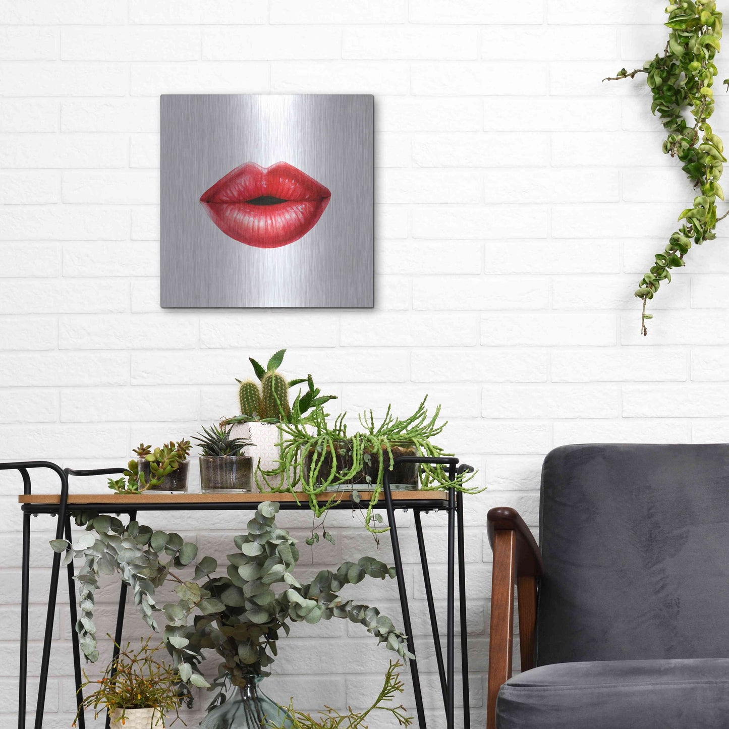 Luxe Metal Art 'Emotion Lips I' by Grace Popp, Metal Wall Art,12x12