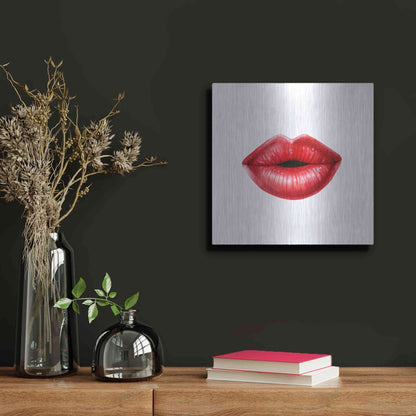 Luxe Metal Art 'Emotion Lips I' by Grace Popp, Metal Wall Art,12x12