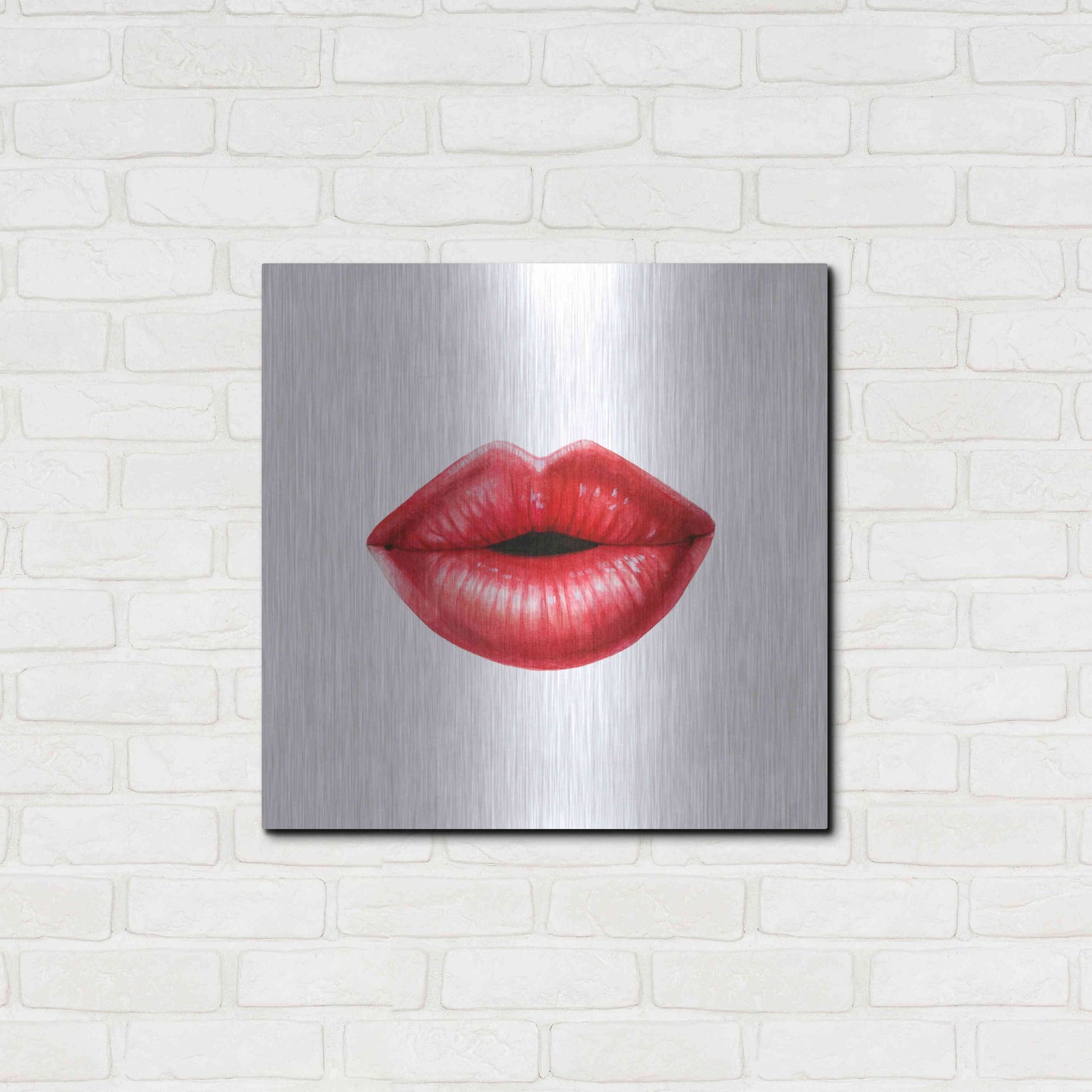 Luxe Metal Art 'Emotion Lips I' by Grace Popp, Metal Wall Art,24x24