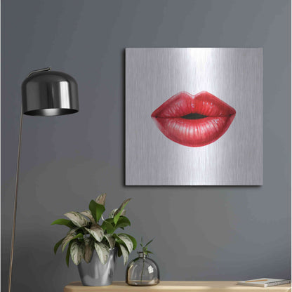 Luxe Metal Art 'Emotion Lips I' by Grace Popp, Metal Wall Art,24x24