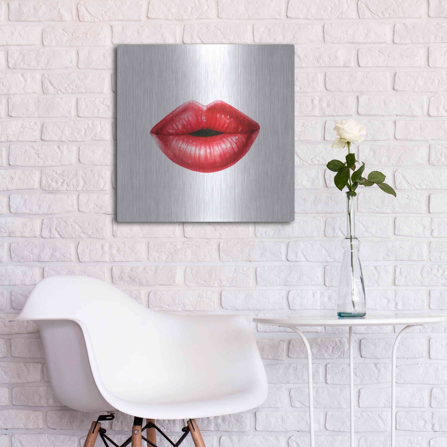 Luxe Metal Art 'Emotion Lips I' by Grace Popp, Metal Wall Art,24x24