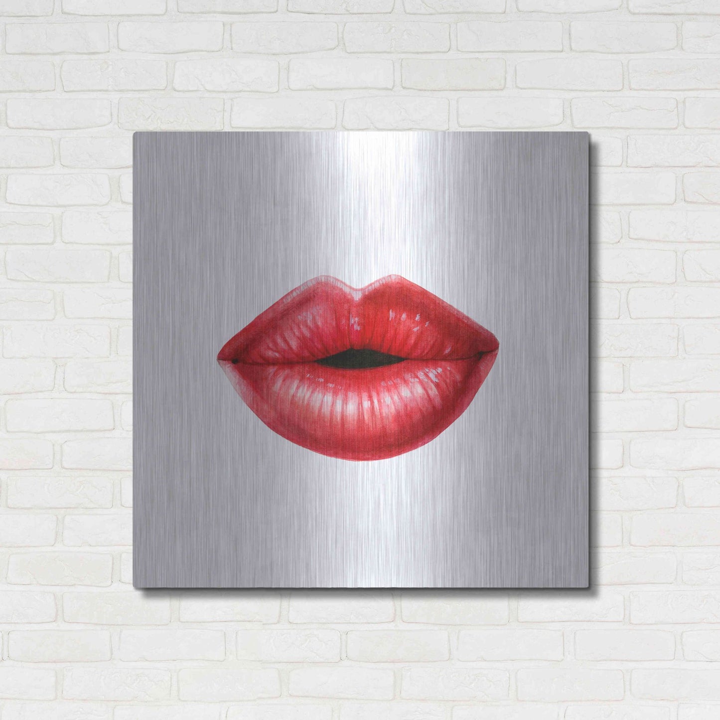 Luxe Metal Art 'Emotion Lips I' by Grace Popp, Metal Wall Art,36x36