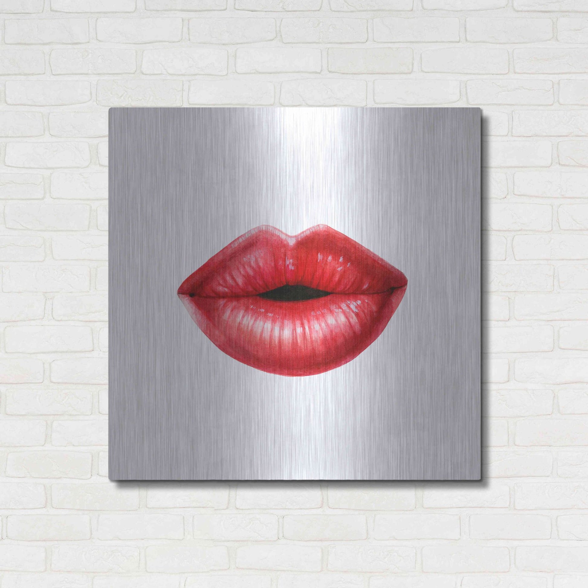 Luxe Metal Art 'Emotion Lips I' by Grace Popp, Metal Wall Art,36x36