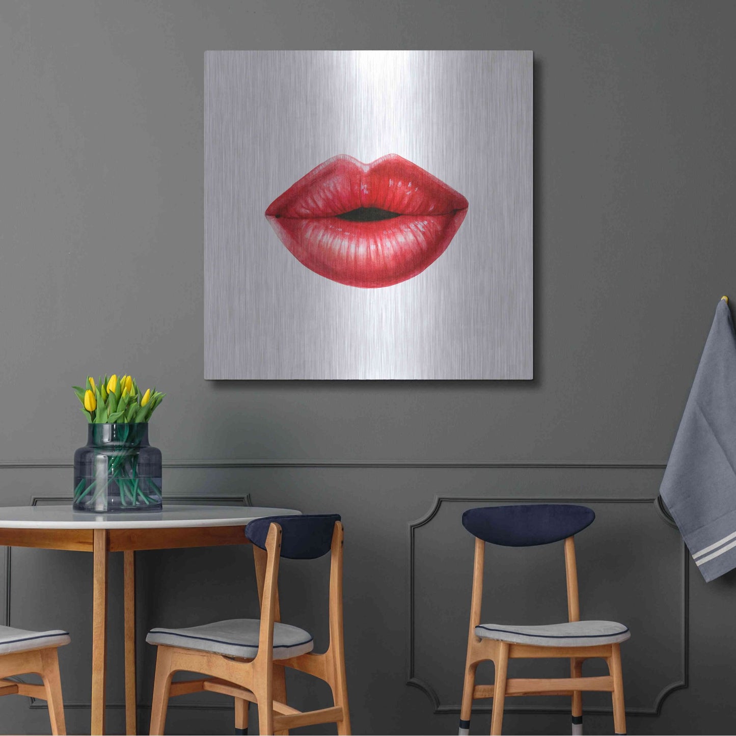 Luxe Metal Art 'Emotion Lips I' by Grace Popp, Metal Wall Art,36x36