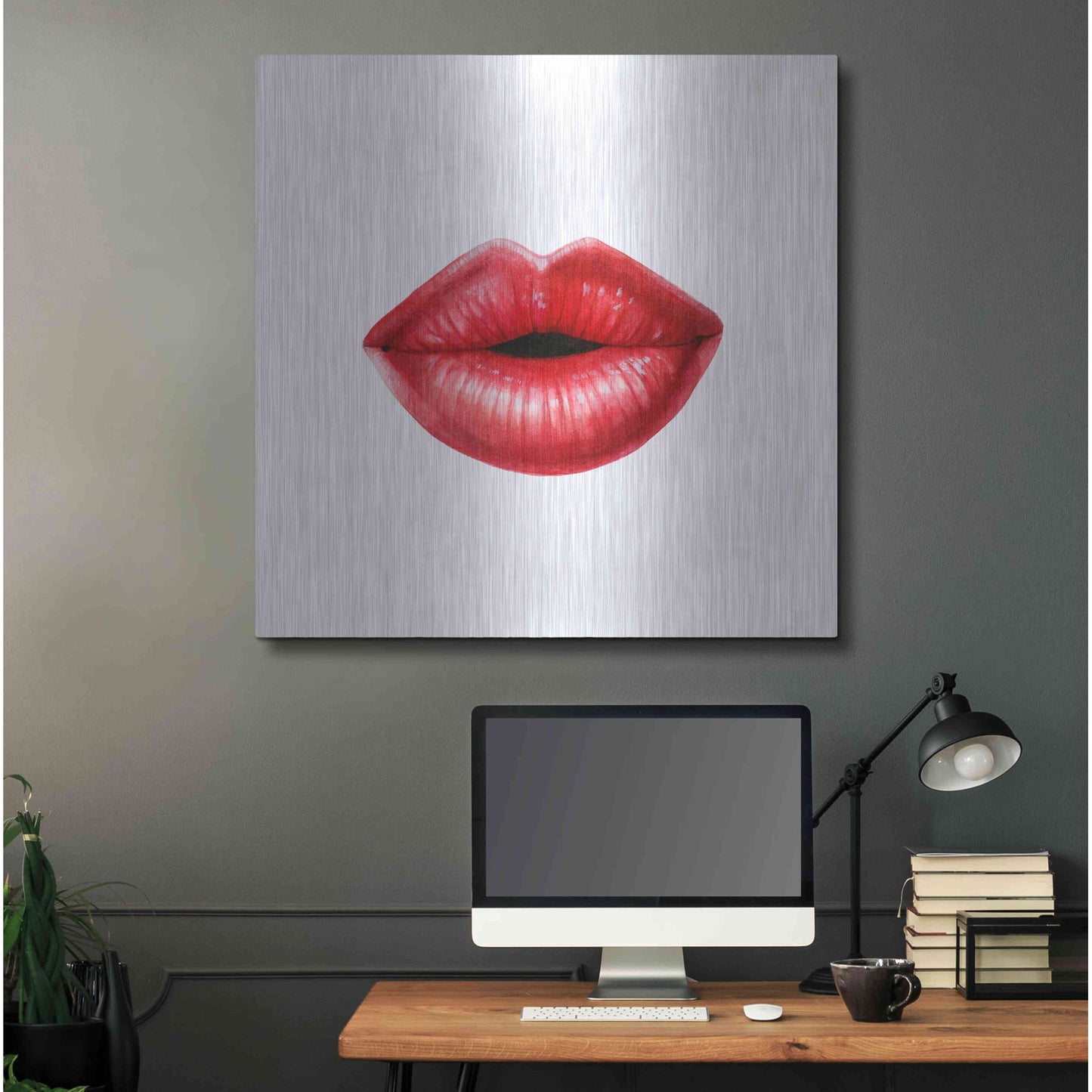 Luxe Metal Art 'Emotion Lips I' by Grace Popp, Metal Wall Art,36x36