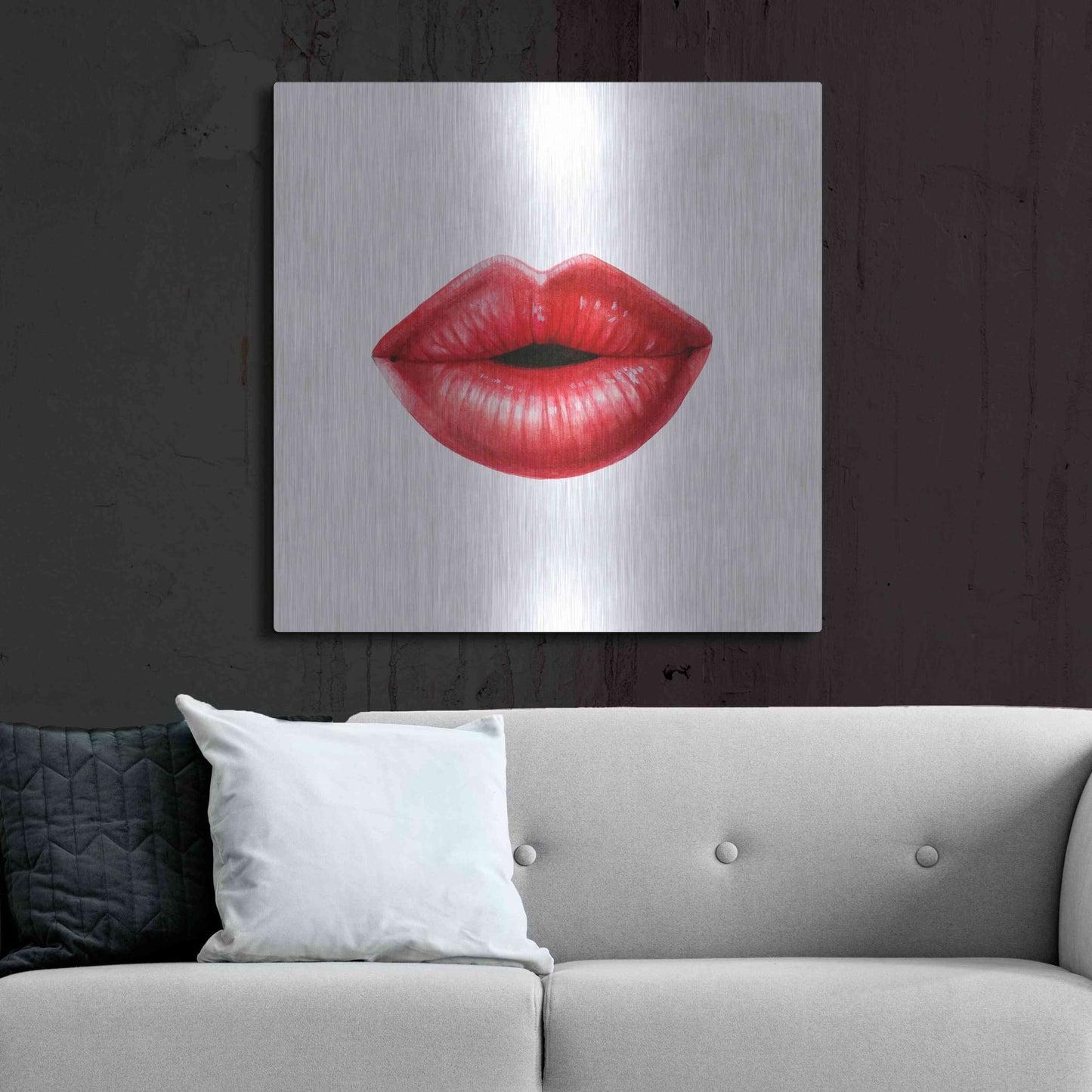 Luxe Metal Art 'Emotion Lips I' by Grace Popp, Metal Wall Art,36x36