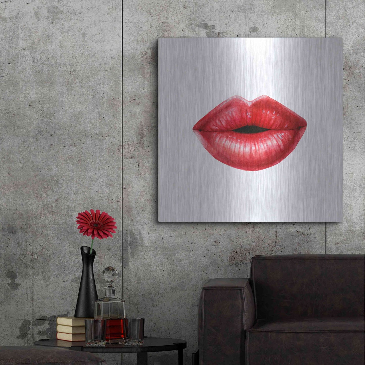 Luxe Metal Art 'Emotion Lips I' by Grace Popp, Metal Wall Art,36x36